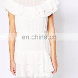 OEM Wholesale 100% Polyester Cap Sleeve White Lace Cocktai Dress thumbnail-4