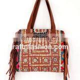 Vintage Banjara Handbag Leather Fringes- Latest Indian 2017 Vintage Embroidery Fringes Handbag thumbnail-3