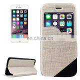 New Design Cross Texture Clouds Form Window Leather Case With Holder for IPhone 6
