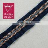 Italy Design Fashion Denim Fabric Trim Embroidery Tape With 3d Braided Rope thumbnail-1