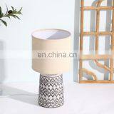 Wholesale Porcelain Cylinder Base Living Room Night Table Lamp Ceramic With Cloth Shade