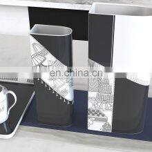Black And White Ceramic Frame Dinner Plate Tea Set With Decoration Vase thumbnail-4