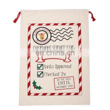 2021 Hot Selling Christmas Sack Canva Bag Cotton Drawstring With Customized Logo Sublimation Blank Christmas Santa Gift Bag