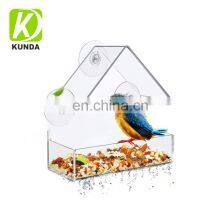 Acrylic Window Bird Feeder  Plastic Transparent Bird House Mixed Seed with Tray for Viewing