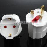 CE ROHS Approved HK UK Ireland Singapore Malaysia India Kuwait Bahrain Type G to Schuko Germany Type F Plug Travel Adapter