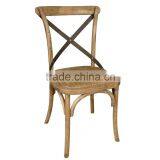 French Antique Oak Wood Design Cross Back Chair for Dining Room Without Handle thumbnail-1