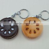 CIRCLE-SHAPE CUTE BISCUIT PLASTIC LIGHTER WITH KEYCHAIN