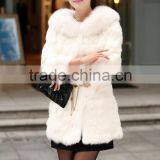 Newest Rabbit Hair Fox Fur Collar Women Fashion Fur Coat 2013 "11"