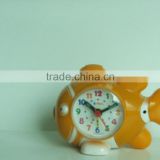 2016 plastic houshould items fish shaped ABS material funny desktop clock for gift items with cartoon character