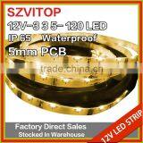 SV16.4FT 335 SMD LED Strip Side Emitting 5M 600 Leds Warm White Light Waterproof Free Shipping-Waterproof DC 12V 5mm PCB thumbnail-1