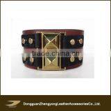 Real Leather Bracelet, Charm Metal Bracelet, Fashion Cheap Leather Wrist Bracelt