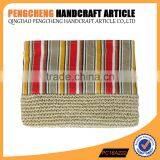 Ladies Party Hand Bag and Straw Cluth Bags With Crochet Vertical Stripes thumbnail-1