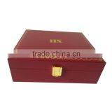 Flip Open Cover Custom Gold Blocking Printing Wooden Box for Gift With Lock thumbnail-2