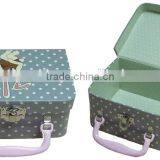 Printed Luggage Suitcase Papaer Trunk Box With Handle thumbnail-2