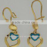 QE024 latest design 18k solid gold dangle earrings,lead&nickle free love theme jewelry designs for women