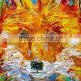 100% Hand Painted Abstract Mural Animals Oil Painting Wall Knife Lovely Dog Painting For Living Room thumbnail-1