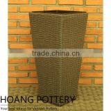Tall Rattan Wicker Flower Planter thumbnail-2