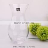 high clear round blown glass vase