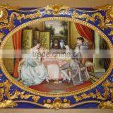European Noble And Elegant Ceramic Art Fresco, Brass Mounted Ceramic Art & Craft Fresco, Home Decorative Fresco thumbnail-1