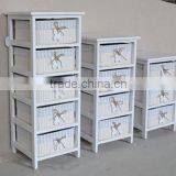 Wooden Cabinet With Fabric Drawer /Living Room Chest thumbnail-4