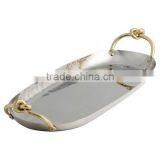 top quality metal serving tray with fancy handle