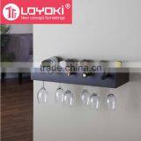 5 Bottle Wine Display With Glass Holder MDF Wooden Wall Mounted Floating Shelf Wall Wine Rack