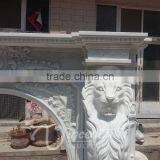 Home Decoration Italian Style White Marble Fireplace With Lion Head thumbnail-2