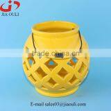 2016 New Deisgn Yellow Ceramic Hurricane Lamp, Ceramic Lantern thumbnail-1