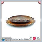 JANPANESE FEATURE VINTAGE ROUND OVAL WOODEN DIP SNACK SERVING FOOD TRAY 12" DIAMETER BREAKFOOD TRAY CN thumbnail-4