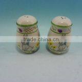 Round Easter Bunny Ceramic Salt and Pepper Shaker thumbnail-1