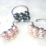 Six Pearls Stainless Rings Tihatian Pearl Ring thumbnail-1