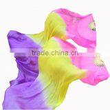 180CM 150CM 100% Silk Belly Dance Silk Fan Veils Ombre Silk Fan Veils thumbnail-5