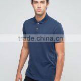 High Quality Custom Short Sleeve Button Placket Navy Men's 100% Polyester 200gsm Casual Slim Fit Plain Solid Polo Tshirt thumbnail-1