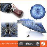 Hgih Quality Fasion Girl 3 Folding Umbrella With Wooden Handle thumbnail-1