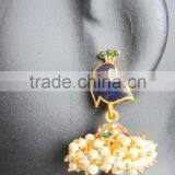 Peacock Pearl Gold Plated Dangler Jhumka EARRINGS thumbnail-4