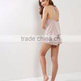 Custom Made Lace Trim Cami Women Pyjamas Round Neck Shell Pink Tie Back Lace Pyjamas Set Elasticated Shorts thumbnail-2