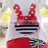 2014 Girls Summer Suit Easter Ruffle Pants Outfit, Girls Easter Bunny Outfit Set, Lovely Rabbit 2pcs Clothing Set With Bows thumbnail-3