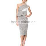 Latest One-shoulder Design Ruffled New Fashion Ladies Dress 2015 thumbnail-6