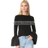 2017 OEM Banded Crew Neckline Flounced Cuffs Feminine Blouses thumbnail-6