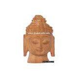 Hand Carved Wooden Gautam Buddha Head Figure India Ar thumbnail-1