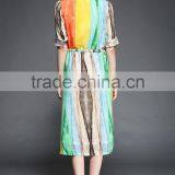 Summer Womens Fashion Casual Long Chiffon Maxi Dresses Lasies Short Sleeve Multi-Color Printed Dress thumbnail-5