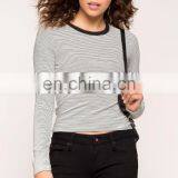 2017 New Fashion Custom Wholesale Long Sleeve Striped t Shirt for Women thumbnail-4
