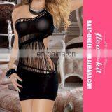 Women Sexy Black One Shoulder Mini Dress One side Cut Out Fill With String