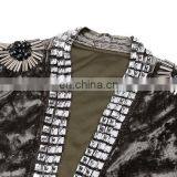 Wholesale Opening Closure Luxury Studded Trench Duster Velet Maxi Coat for Women Fall/Winter thumbnail-5