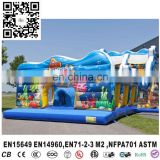 Ocean theme inflatable obstacle course,inflatable slip and slide,wipeout obstacle course
