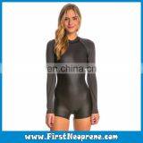 Back Zipper 2/3MM Neoprene CR Rubber Women Long Sleeve Smooth Skin Shorty Diving Suit thumbnail-1