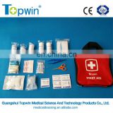 FAK61122 OEM portable hot sale first aid kit with first aid mouth to mouth,PBT bandage,forceps and scissors
