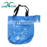 Factory cheap custom 190T polyester blue folding shopping bag