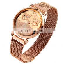 SKMEI 1767 Cat Pattern Women Stainless Steel Mesh Band 30m Water Resistant Lady Wrist Watch With Magnetic Buckle thumbnail-2