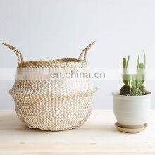 Hot Sale CHeap Zigzag Seagrass Belly Basket Best Seller Plant Holder Storage Basket Decor Home Wholesale thumbnail-3